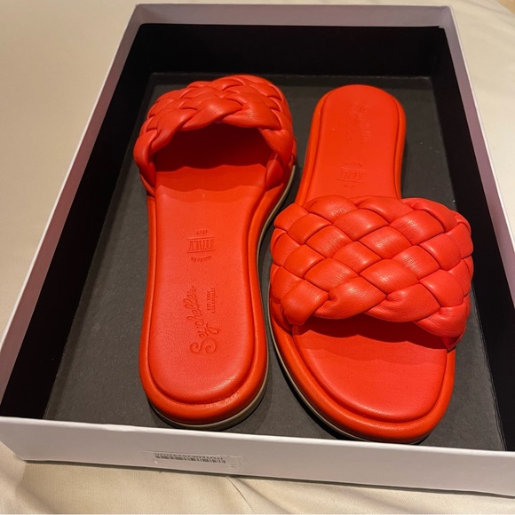 Seychelles Bellissima Slides in Deep Orange V-Leather NWT - Picture 6 of 6